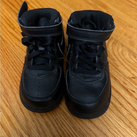 Nike Air Force 1 MID TD 7C Baby Shoe Triple Black Infant Sneaker - Picture 1 of 6